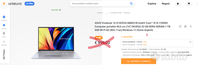 ASUS Vivobook 16" X1605VA-MB601W  i9 32GB 1TB