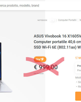 ASUS Vivobook 16" X1605VA-MB601W  i9 32GB 1TB