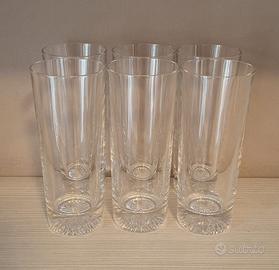 Set 6 bicchieri tumbler alti in vetro anni '70
