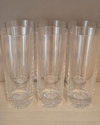 Set 6 bicchieri tumbler alti in vetro anni '70