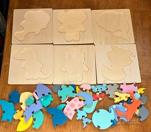 NR.6 puzzle animali educativi in legno
