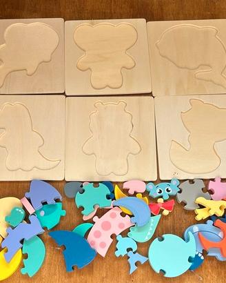 NR.6 puzzle animali educativi in legno