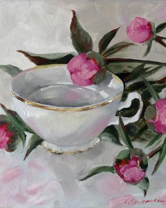 Dipinto olio su tela natura morta 20x20 cm