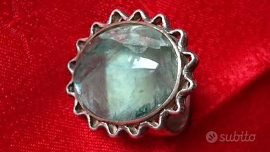Anello vintage in argento 925 e gemma fluorite