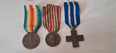 trittico medaglie al valore 1 guerra mondiale