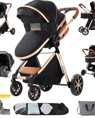 Passeggino 3 in 1 Nero Oro Nuovo imballato