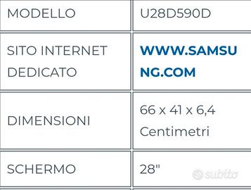 monitor Samsung 28 pollici 