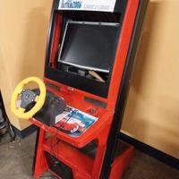Cabinato videogioco arcade con volante e pedali