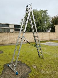 Scala telescopica in alluminio 3 x 14 gradini