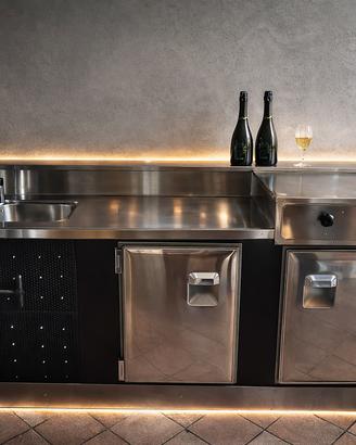 Banco bar inox vintage 255cm anni 70/80