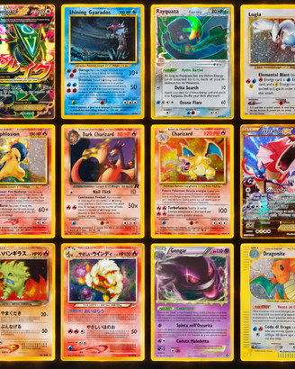 Pokémon Charizard, Rayquaza, Lugia vintage e grade