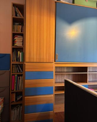 Cameretta con Armadio a Ponte – Legno e Blu