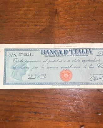 5.000 Lire 1947- Titolo Provvisorio Banca d'Italia