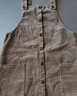 Salopette vestito verde militare in velluto