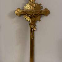 Crocifisso legno dorato a guazzo