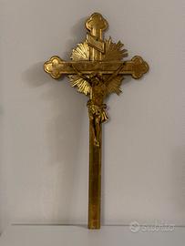 Crocifisso legno dorato a guazzo