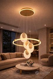 Lampadario pendenti petali brillanti LED oro 