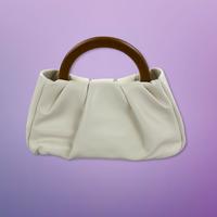 Borsetta Birkin Bianco Panna manico Legno