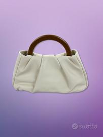 Borsetta Birkin Bianco Panna manico Legno