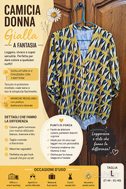 Camicia donna gialla fantasia Taglia L  IT44 EU40