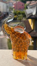 Elefante in vetro di murano e foglie d’oro