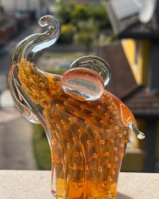 Elefante in vetro di murano e foglie d’oro