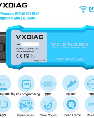 VXDIAG VCX NANO Scanner OBD2 WIFI Lettore Codici