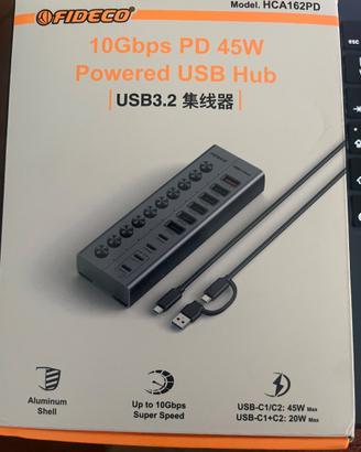 Fideco hub usb 10 porte 45w