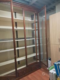 Armadio legno/vetro con ante battenti e scorrevole