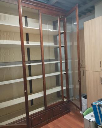 Armadio legno/vetro con ante battenti e scorrevole