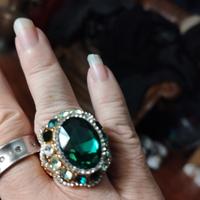 Anello acciaio inox con pietra vera Smeraldo 