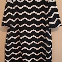 vestito manica a tre quarti a righe bianche nere