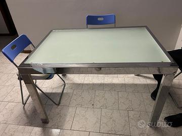 Tavolo in acciaio/vetro allungabile