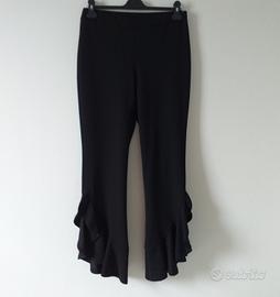 Pantaloni a zampa con volant Aniye By colore nero