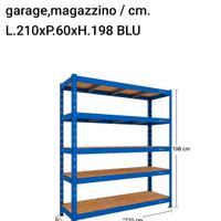 scaffale a incastro blu per garage