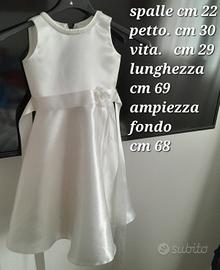 vestito cerimonia bambina tulle raso avorio