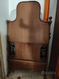 Letto Antico Singolo/Piazza e Mezza in Legno con I