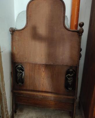 Letto Antico Singolo/Piazza e Mezza in Legno con I