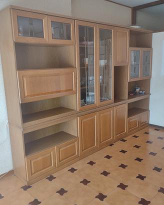 mobile da soggiorno tutto in legno di rovere