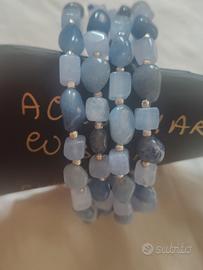 bracciale multifilo acquamarina ,Chips agata 
