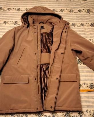 Giacca imbottita beige con cappuccio taglia L