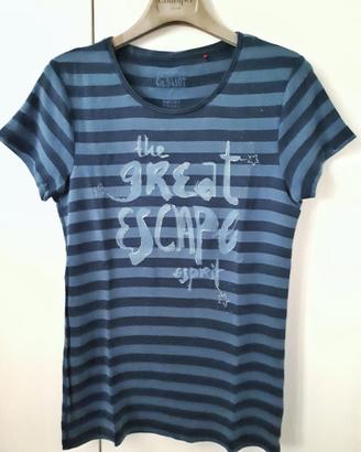 Esprit tshirt blu e avion a righe con glitter