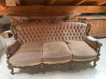 Divano barocco in velluto anni '50 - '60