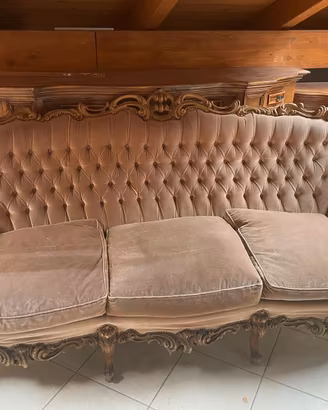 Divano barocco in velluto anni '50 - '60
