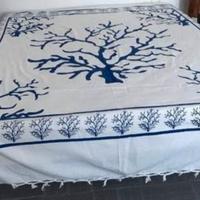 telo multiuso copriletto mare frange cotone lino s