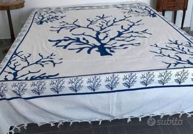 telo multiuso copriletto mare frange cotone lino s