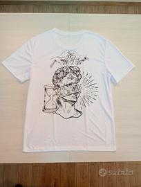 Maglietta T-shirt bianca con stampe taglia L uomo 