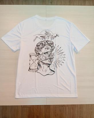 Maglietta T-shirt bianca con stampe taglia L uomo 