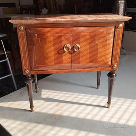 Comodino anni 50 con piano in marmo rosso Verona