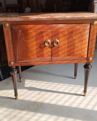 Comodino anni 50 con piano in marmo rosso Verona